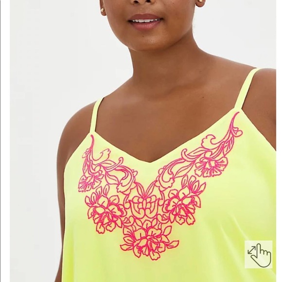 TORRID WOMEN'S SOPHIE CAMI- CHIFFON EMBROIDERED LIME GREEN SIZE 5X NWT - Picture 3 of 9